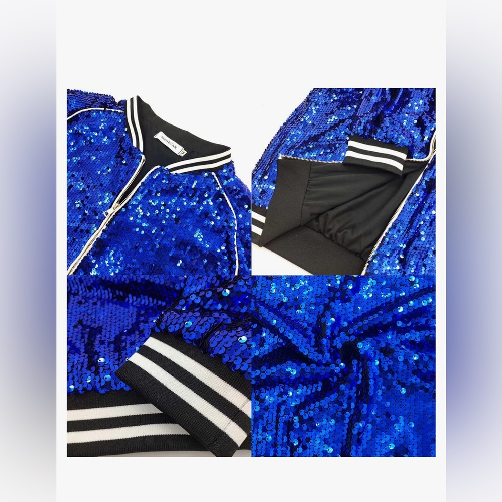 Blue sequin jacket - Picture 3 of 6